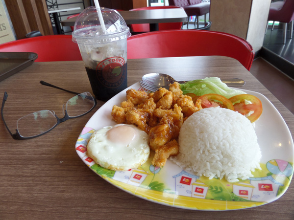 Lotteria chicken breakfast in Saigon, Vietnam