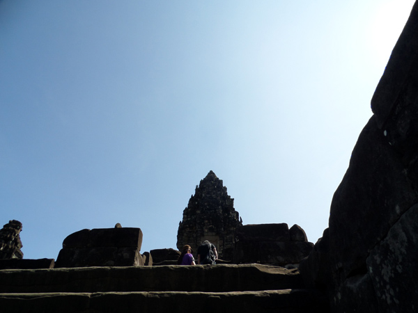 Climbing Bakong, part of Roluos Group, Cambodia