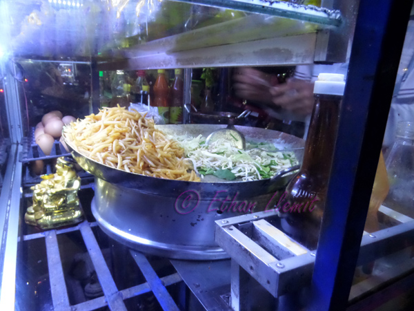 Stir fried noodles with vegetables, street food in Siem Reap, Cambodia