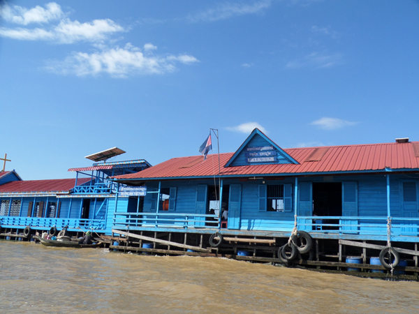 a school in the floating village of Chong Kneas on Tonle Sap lake in Cambodia