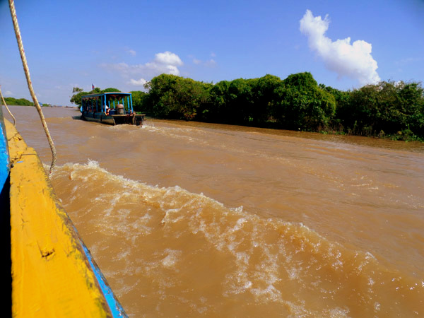 a view on boat at Tonle Sap lake, Cambodia