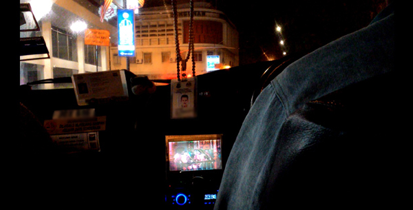 Inside a taxi in Melaka