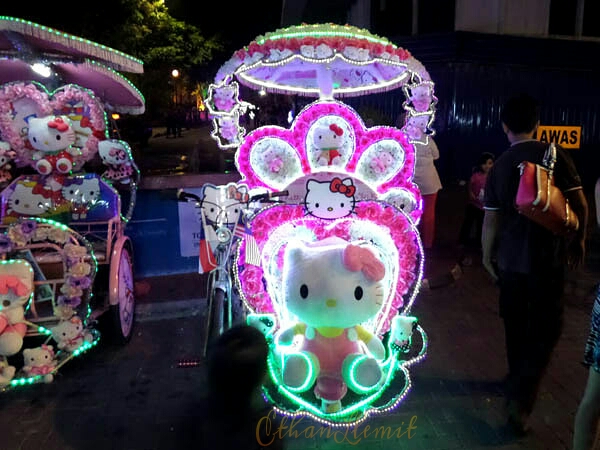 Colourful, flashy Hello Kitty trike in Melaka