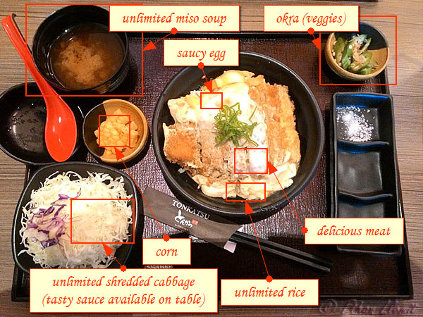 food items that comes with the Pork Katsudon set from Tonkatsu japanese restaurant