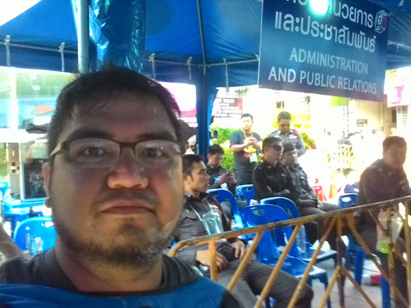 Security personnel during Songkran in Khao San Road party area