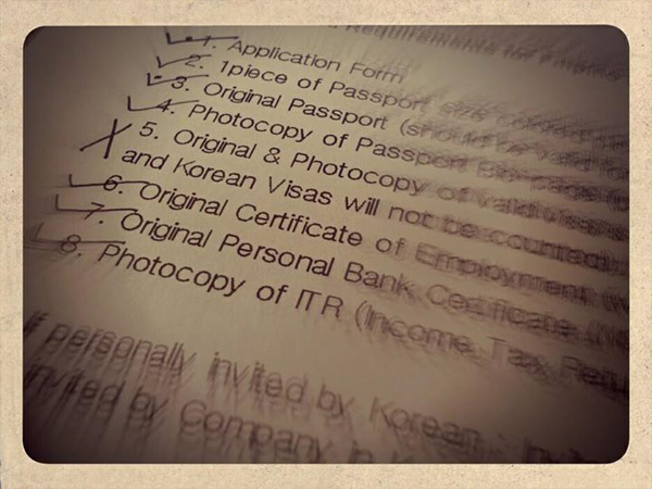 Korean visa checklist as of 2014