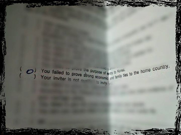 Korean visa denial reason: You failed to prove strong economic and family ties to the home country.